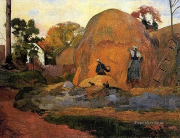 Paul Gauguin Painting - Ricks de heno amarillo Cosecha justa Postimpresionismo Primitivismo Paul Gauguin